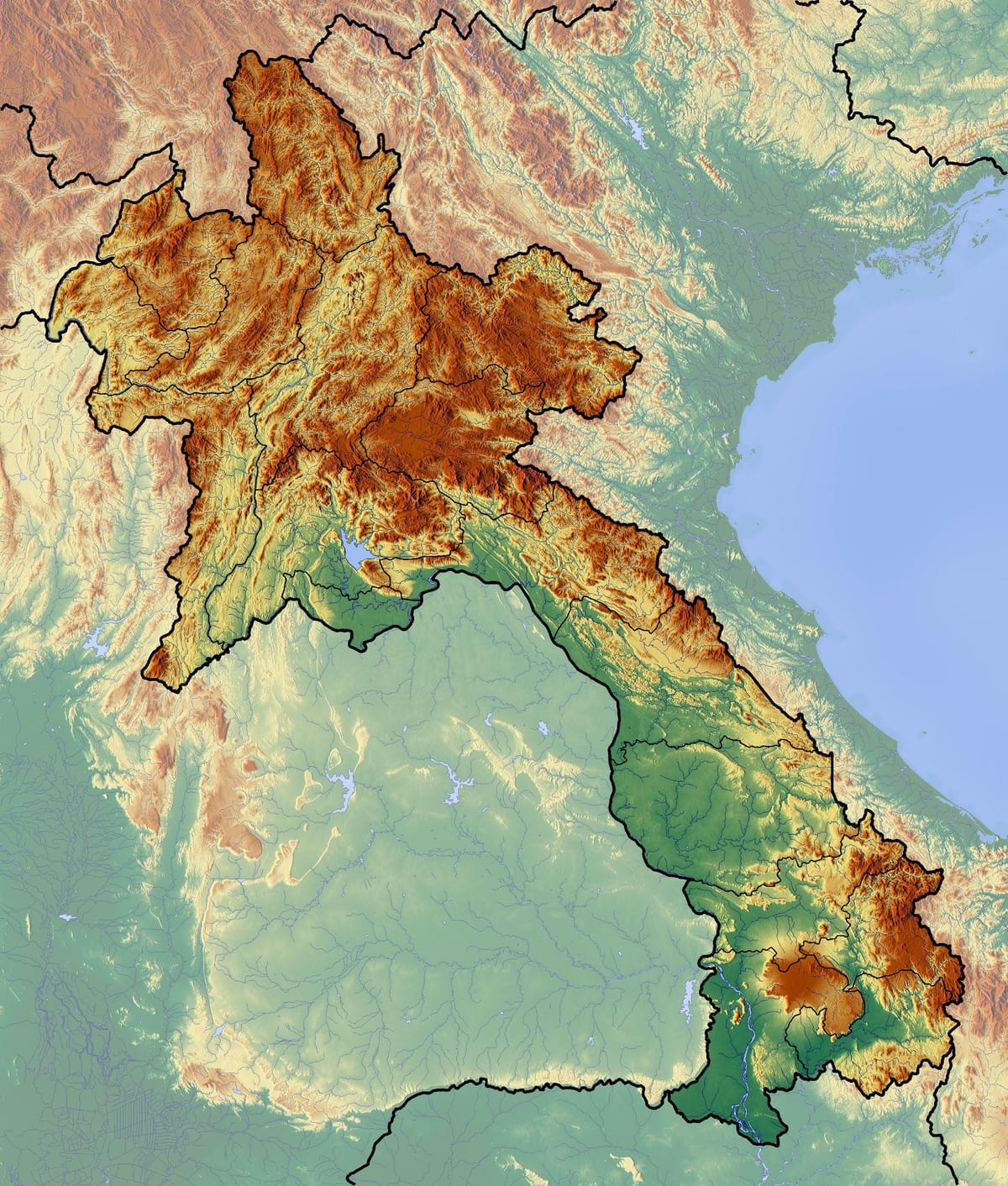 نقشے میں لاؤس کا topographic